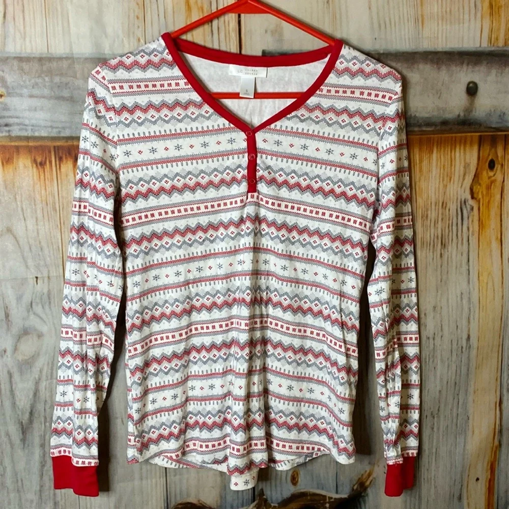 LC Lauren Conrad NWOT Long Sleeve Sleep Henley Pajama Top